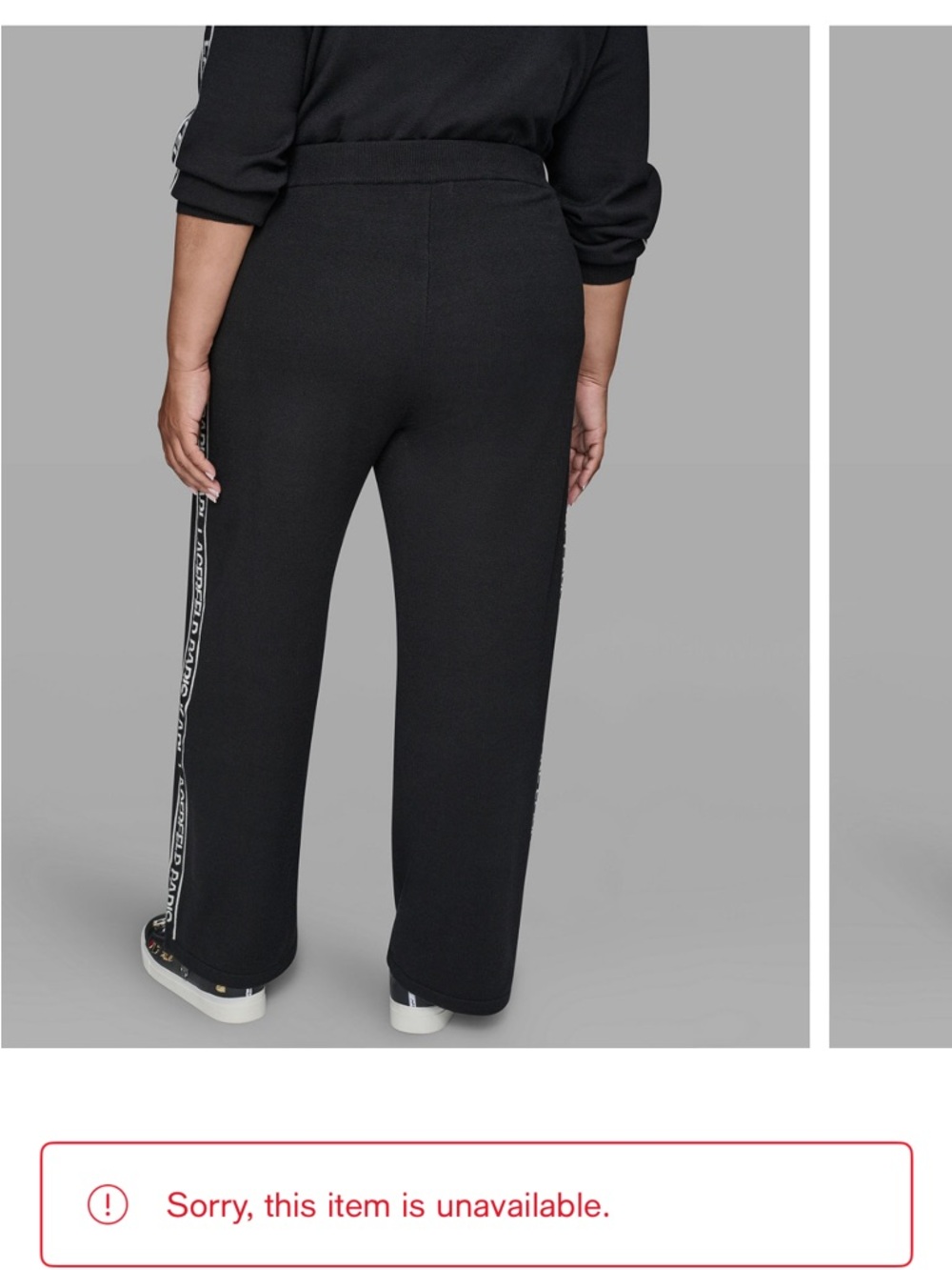 Karl Lagerfeld Black Wide-Leg Track Pants with Logo Side Tape